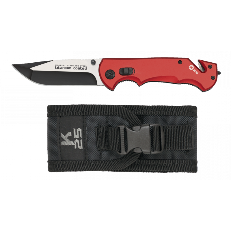 Couteau pliant K25 rouge. housse